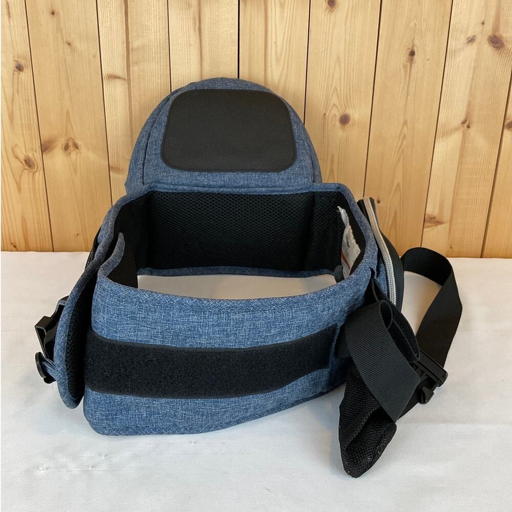 TushBaby Hip Seat Baby Holder with Mesh Bottle Pocket- Denim Blue - Picture 3 of 7